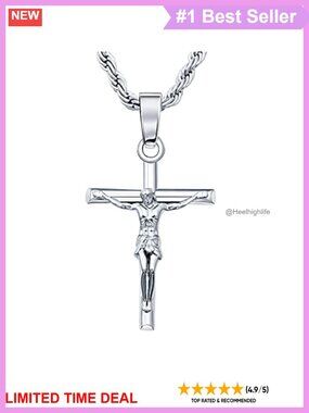 18K Gold Plated Crucifix Cross Necklace 3mm 22" Rope Chain